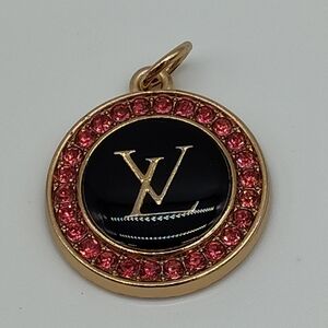 LOUIS VUITTON Pink Rhinestone Medallion Zipper Pull Charm